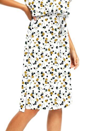 Image of Simier Fariry Womens Summer Hide Belly Knee Length Travel Dress Pocket Short Sleeve Midi Work Casual Outfits