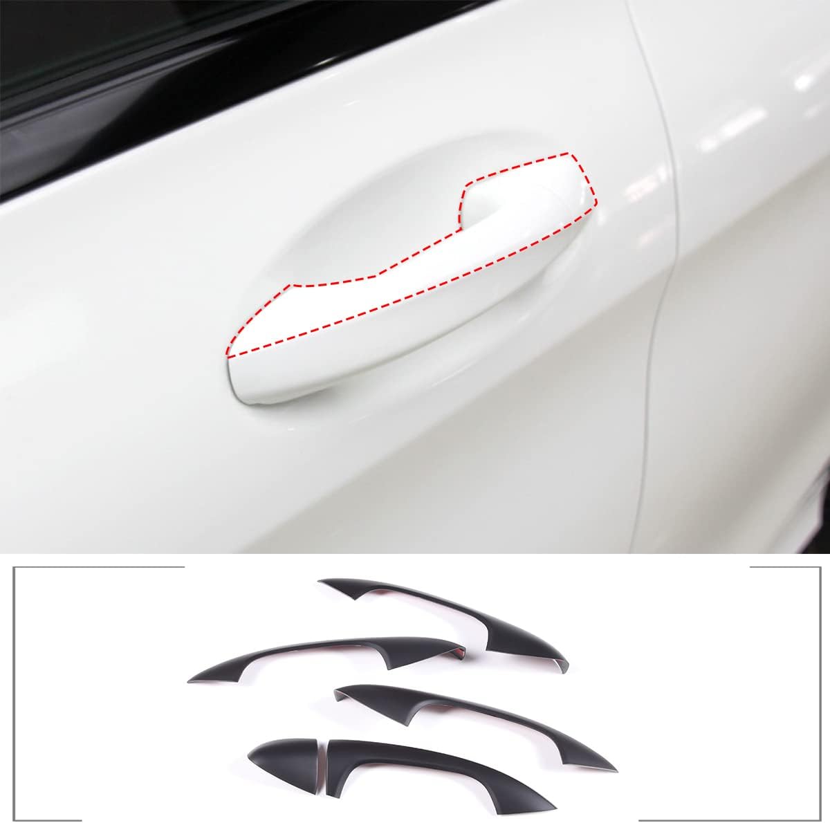 4PCS Car Door Handle Cover Trims Compatible with Mercedes-Benz C GLC Class W205 X253 2015-2021 Car Exterior Door Handle Cover Protector ABS Exterior Accessories (Matte Black) image 2