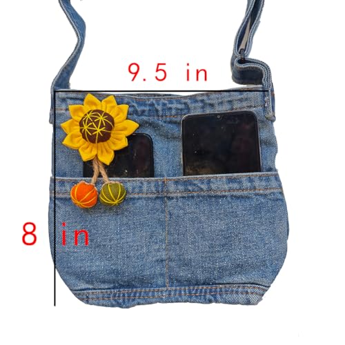 Bolso cruzado denim unisex con correa pesada miniatura 3