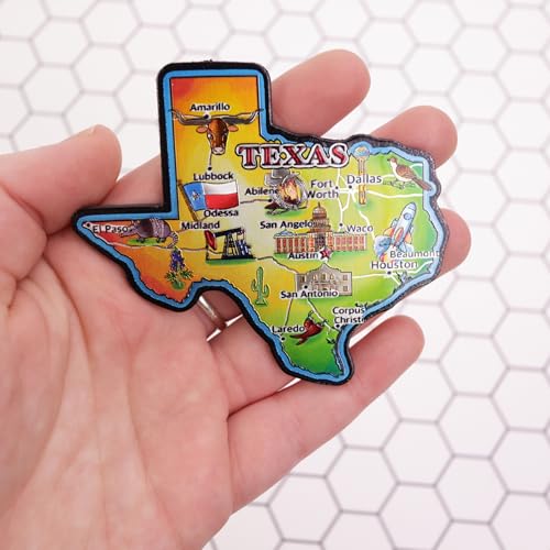 Imán decorativo mapa metálico de Texas 2.15 x 3.6 miniatura 3