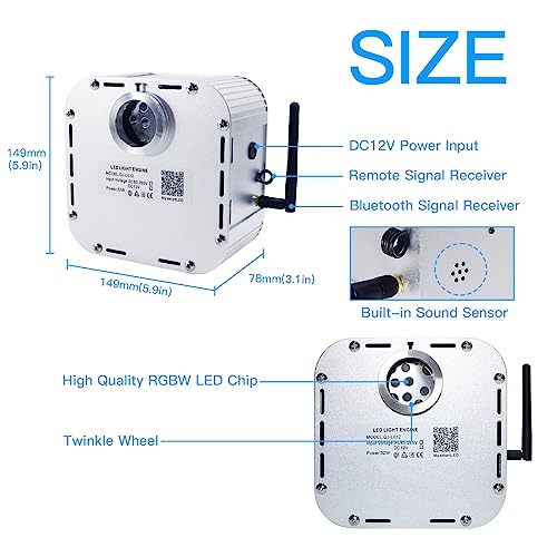 Akepo Car Home Use 32W Rgbw Twinkle+ Sound Activated+ App Fiber Optic Lights Kit Star Ceiling Sky Light With Total 800Pcs In 13.1Ft/4M + 9.8Ft/3M Long Optical Fiber Cable For Indoor Or Interior Decor #TOP3