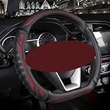 NBVNBV 新型3D ハンドルカバー（エンボス加工素材＋柔らかい接着剤） 3Dハニカムデザイン 車 ハンドルカバー ステアリングカバー（軽自動車用） 通気性 滑り止め 四季通用 ホイールカバー（丸型/D型） カー用品（取付簡単） ワインレッド