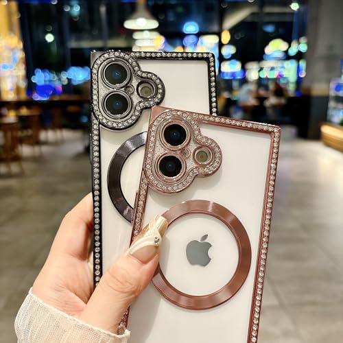 Coque iPhone 17 transparente pailletée rose et souple avec bords galvanisés
