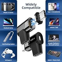 DuHeSin 240W USB C Magnetisch Adapter (2 Stück) rechtwinklig, 24-polig, mit USB4, 40 Gbit/s, 8K, 60 Hz, für iPhone 15-Serie, Thunderbolt 3/4, MacBook Pro/Air und weitere Typ-C-Geräte – Ansicht 6