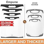 Extra Large Cutting Boards, Plastic for Kitchen (Set of 4) Dishwasher Chopping Board with Juice Grooves, Easy-Grip Handles, Black, Empune - Image 2