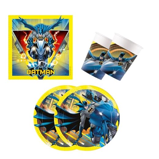 Procos 10137430-Set S Batman Rogue Rage, 52 Piezas, Platos, 16 Vasos, 20 servilletas, desechable, vajilla para Fiestas, decoración de Mesa, Marvel, Multicolor (10137430)