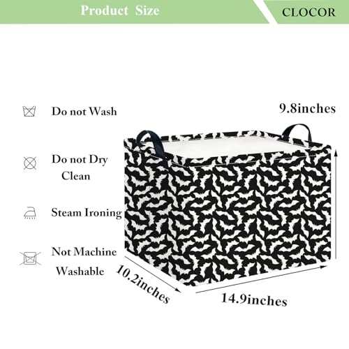 Image of CLOCOR Rectangular Storage Basket Empty,Gift Basket,Waterproof Storage Bin with Handles,Room Decor(Unique Bat)
