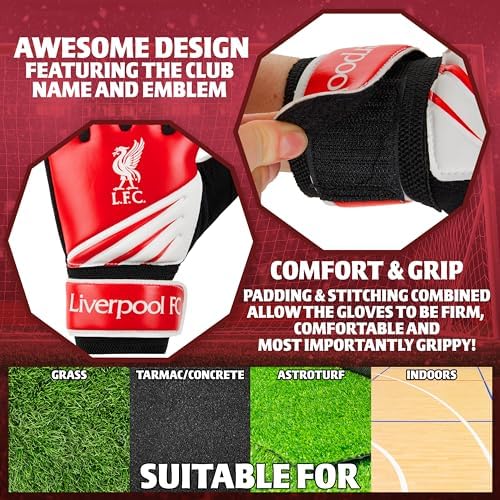 Liverpool F.C. Goalkeeper Gloves for Kids Teenagers - Non Slip Padded Palms Size 5 or 7 - Liverpool Gifts for Boys (Size 7) - Image 4