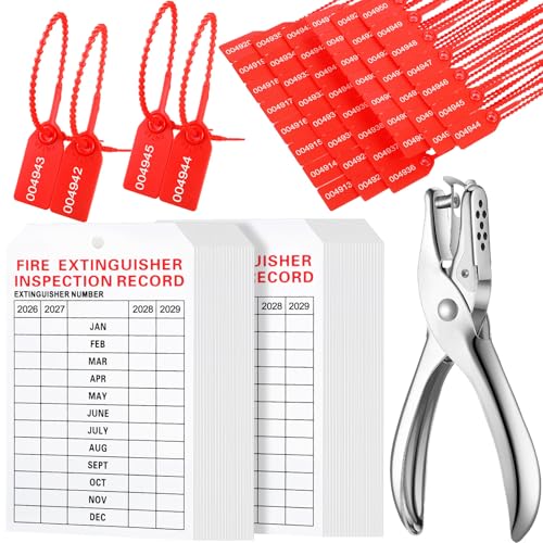 Étiquettes d'inspection extincteur en plastique numéroté rouge et blanc haute visibilité
