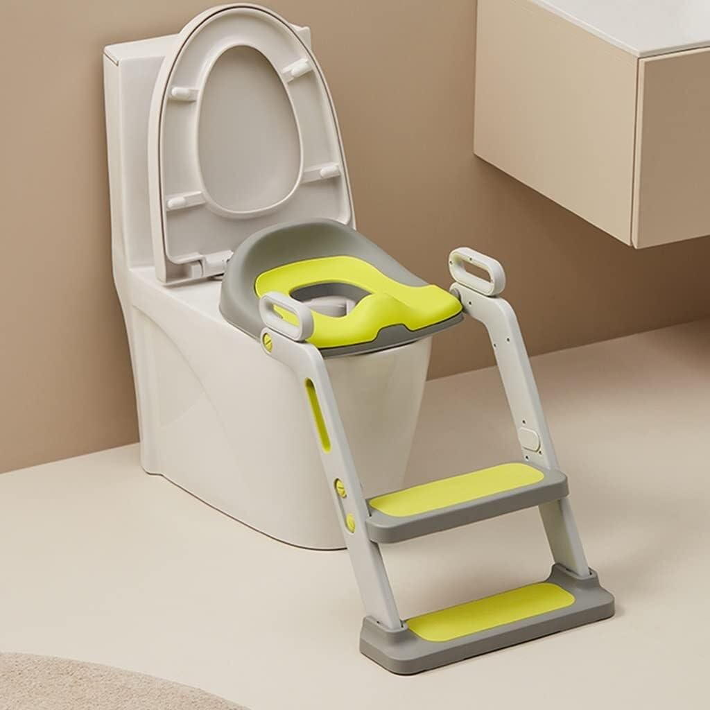 Adjustable Potty Training Seat with Ladder for Boys & Girls, Foldable Toilet Chair with PU Cushion, 40kg Load