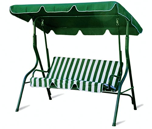 Galileo Casa Mecedora de 3 Asientos a Rayas Verde Oscuro y Blanco