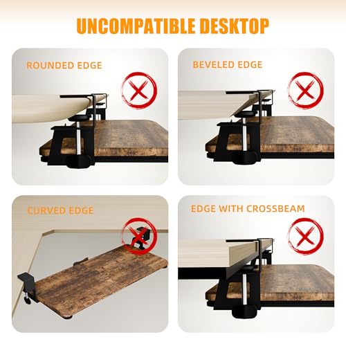 Image of Keyboard Tray Under Desk, Keyboard Holder&Drawer with C-Clamp 25.6 inchx11.8 inch