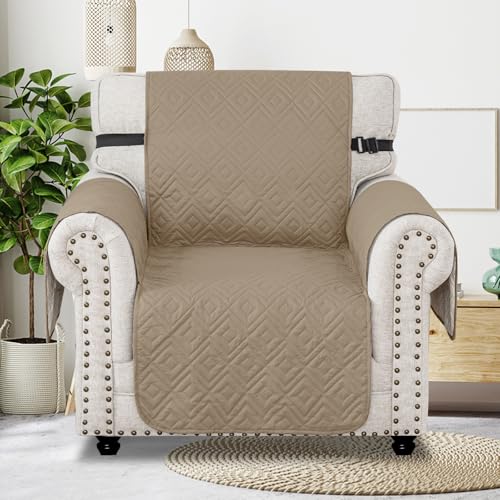 MAXIJIN Chair Covers Waterproof Sofa Slipcovers Non-Slip 1 Seater Sofa Protectors with Elastic Straps Reversible Universal Couch Covers for Dogs Pets - Image 2