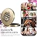 Fashion Creative Luxury Metal Beauty Sponge Case, Rose Gold Pattern, 7 cm Compact Mirror Case with Puff, Travel Makeup Powder Holder (Bronze)