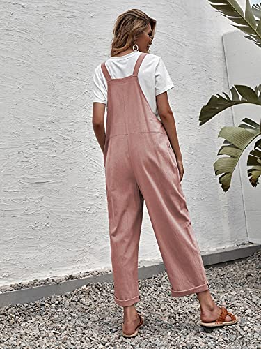 Shein Women's Sleeveless High Waist Dual Pocket Suspender Overall Jumpsuit Dusty Pink M #TOP1