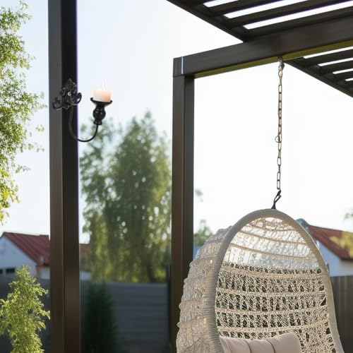 CVUTOVO Wandkerzenhalter Aus Schmiedeeisen 6X5 Zoll Metallkerzenleuchter Zur Wandmontage Für Wohnzimmer Esszimmer Büro Dekorative Wanddeko Und Kerzenständer