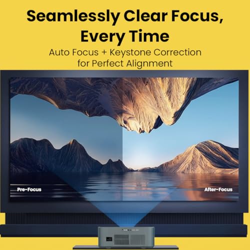 Image of Lapcare Laplay Llp-009 Fully Automatic 9000 Lumens Projector with 1920X1080 Full Hd&4K|Keystone Focus|Dual Band WiFi(2.5Ghz+5Ghz),Quad Core Processor|6-Piece Auto Hd Silent Lens,(5Wx2) Speaker,Black