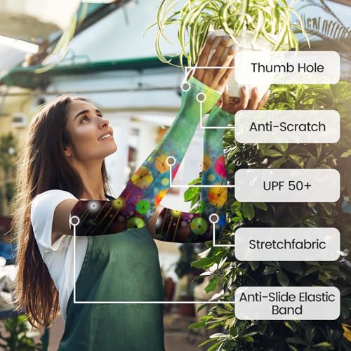 Image of YPHCDO Gardening Sleeves for Women Farm Sun Protection Thorn Proof Cooling Arm Sleeves to Cover Arms for Garden Sports