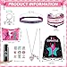 Kigeli Gymnastics Gifts Gymnastics Drawstring Bag Headband Bracelet Necklace Scrunchies Makeup Bag Vacuum Bottle Keychain 50 Pcs Waterproof Stickers Gymnastics Gymnast Party Favors