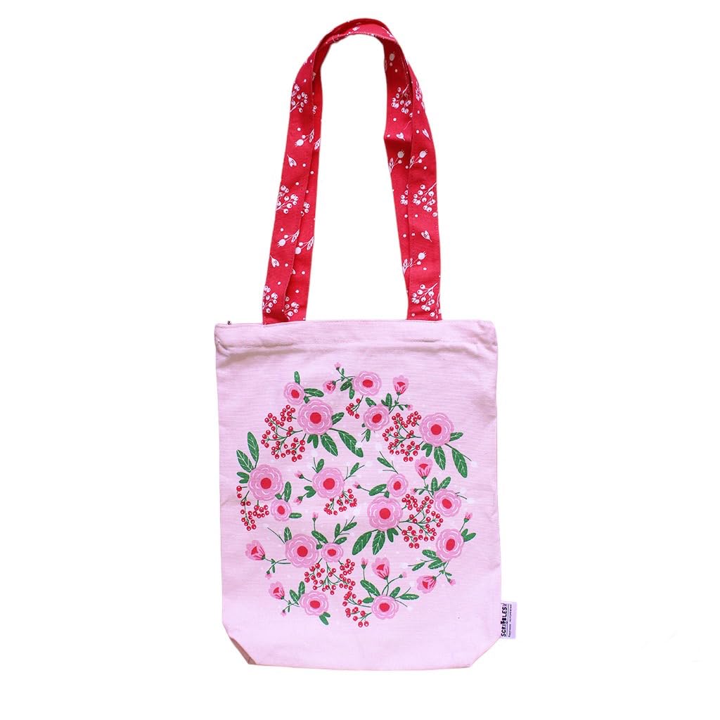 Scribbles Inc Reusable Canvas Tote Bag for Women Shopping Bag/Grocery Bag/Multipurpose Eco Friendly Shoulder Bags Rakhi Gift and Diwali Gift - Springflower (Pink) (B0CBS7SRY1) Amazon Price History, Amazon Price Tracker