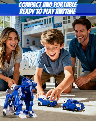 Image of Collision Transforming Dinosaur Car Toy, 2 in 1 Magnetic Car Transform into Dinosaur Toys, Dino Robot Toy, Transformer Toys for boys 4-6, Deformation Car Birthday Party Gifts for Kids Boys Girls, Blue