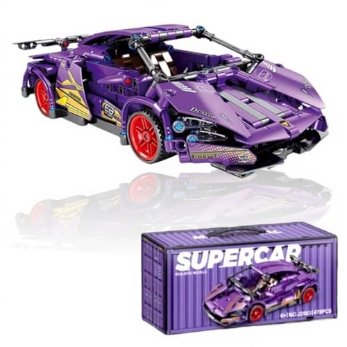 Image of 1:18 Scale Green Lambo Racing Car Building Blocks - 470 PCS Pull-Back Assembly Kit | Collector's Model Toy Compatible with Major Bricks | Creative Gift for Kids & Racing Fans