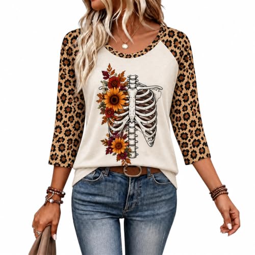 Womens Halloween Shirts Polka Dot Ghost Witch Shirt Crew Neck Tops - image 1