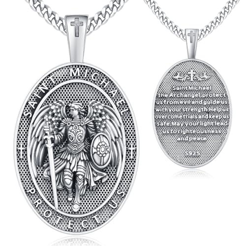 Friggem 925 Sterling Silver St Michael Pendant for Men Women
