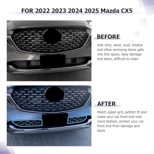 Image of LUWU Front Grill Mesh Compatible With 2022 2023 2024 2025 Mazda CX-5 Front Mesh Grill Inserts Trims Front Mesh Grille Cover Guard for 2024 2025 Mazda CX5 Car Exterior Accessories ABS Material, 2PCS