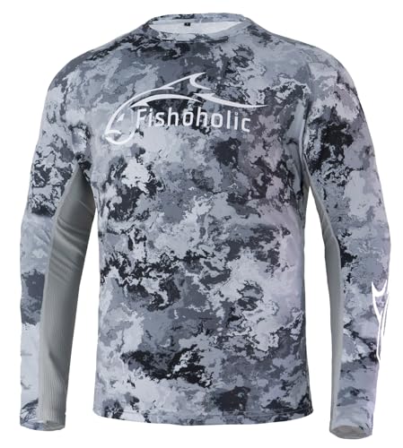 Fishoholic UPF 50 Performance Fishing Shirt - Long Sleeve - Loose Keg Fit - Breathable Quick Dry Sun Protection