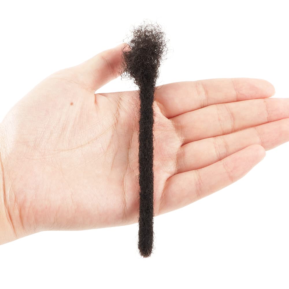 Loc Extensions Human Hair, Handmade Dreadlock Extensions Human Hair for Women/Men Can be Dyed and Bleached (natural black, 4in 0.6cm 20locs)