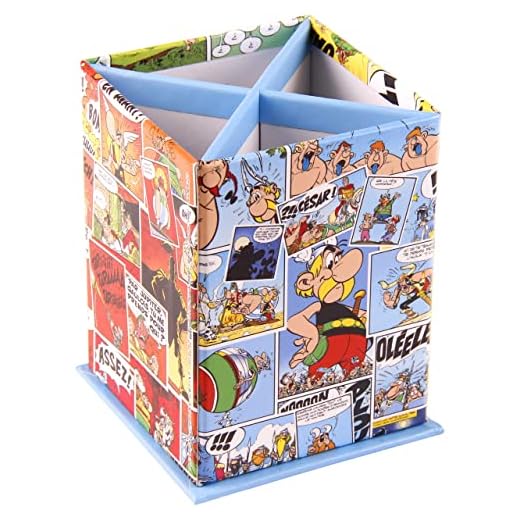Clairefontaine 812888C Astérix - Portalápices rectangular (4 compartimentos, 8 x 8 x 11 cm), diseño de cómics