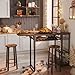 Bestier Bar Table and Chair Set, Expandable Dining Table with 2 Bar Stools, Industrial Kitchen Counter with Wine Rack & 3 Tier Adjustable Storage Shelves Rustic Brown