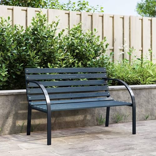 Gecheer Gartenbank Holzbank Sitzbank Gartenbankpark für 2-3 Sitzer,Balkonbank Parkbank Flurbank Terrassenbank für Terrasse,Balkon,Garten 120 cm Grau Holz