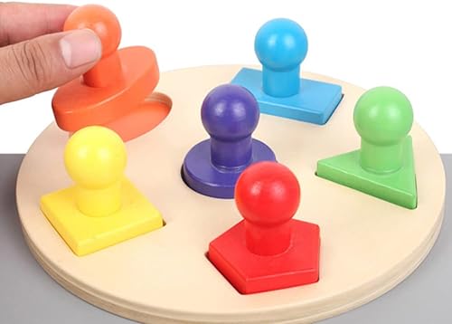 Miniatura 4 de Rompecabezas de madera con forma de clavija Montessori Puzzle Puzzle geométrico Juguete para niños pequeños preescolar aprendizaje material educativo