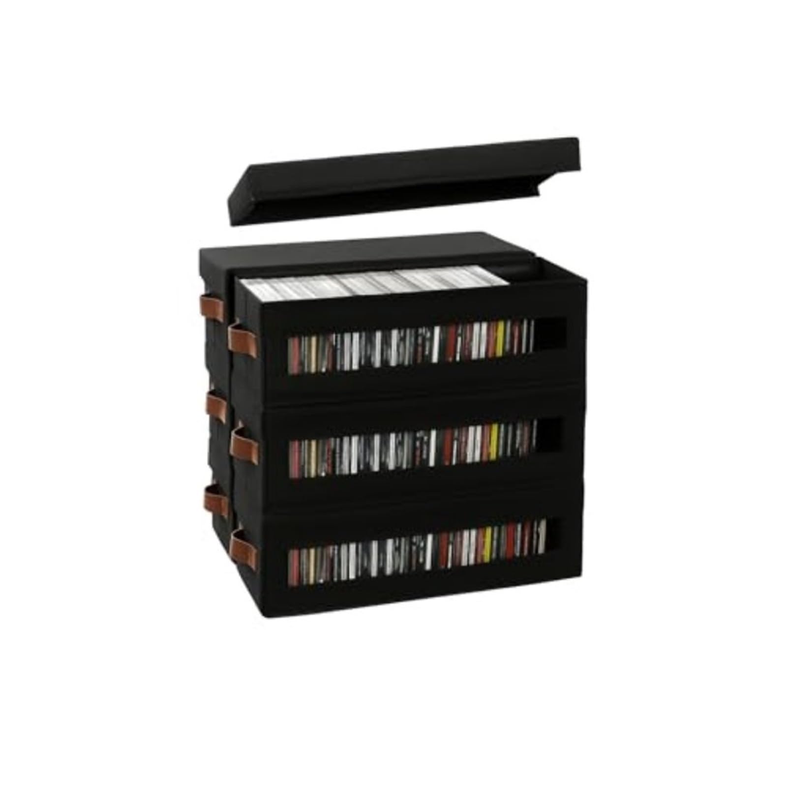 Borsa porta CD in tessuto, Scatola porta CD con impilabile finestra visibile
