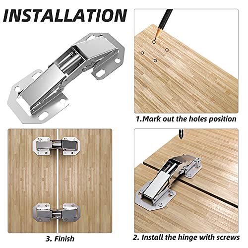 Hosom 8-Pack Concealed Cabinet Hinges, Hidden Hinges For Cabinet Doors, Frameless Surface Mount Hinges, 90 Degree Hinges, Easy Installation #TOP3