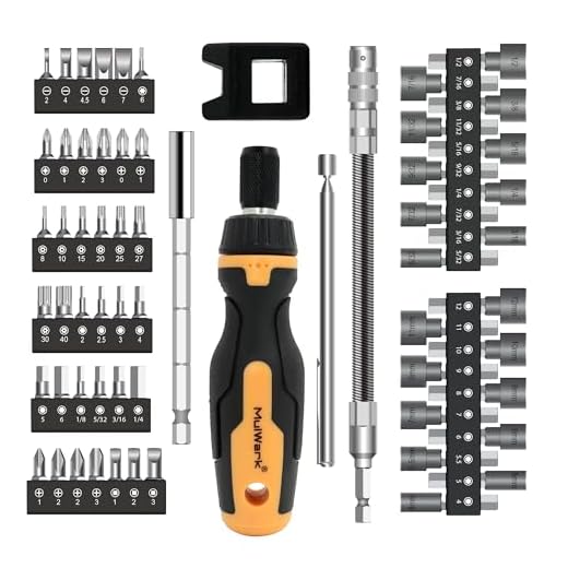 MulWark 63-teiliges Magnetisches Ratschen-Schraubendreher-Bit-Set, Multibit-Schraubendreher, Schraubendreher-Bits - Schlitz/Torx/Sechskant/Pozi/Philips/Vierkantschrauber, SAE, metrisch