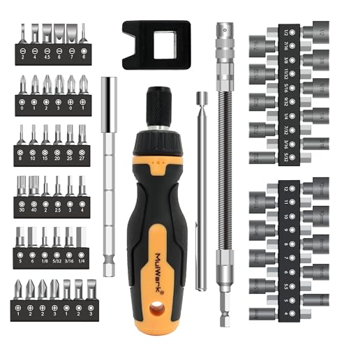 Image of MULWARK Screwdriver Bit Set & Socket Kit, 63-Pieces Ratcheting Screwdriver Set with Case, 63 in 1 Multi Bit Screw Driver for Home DIY, Electronics, Car Emergency and Garage