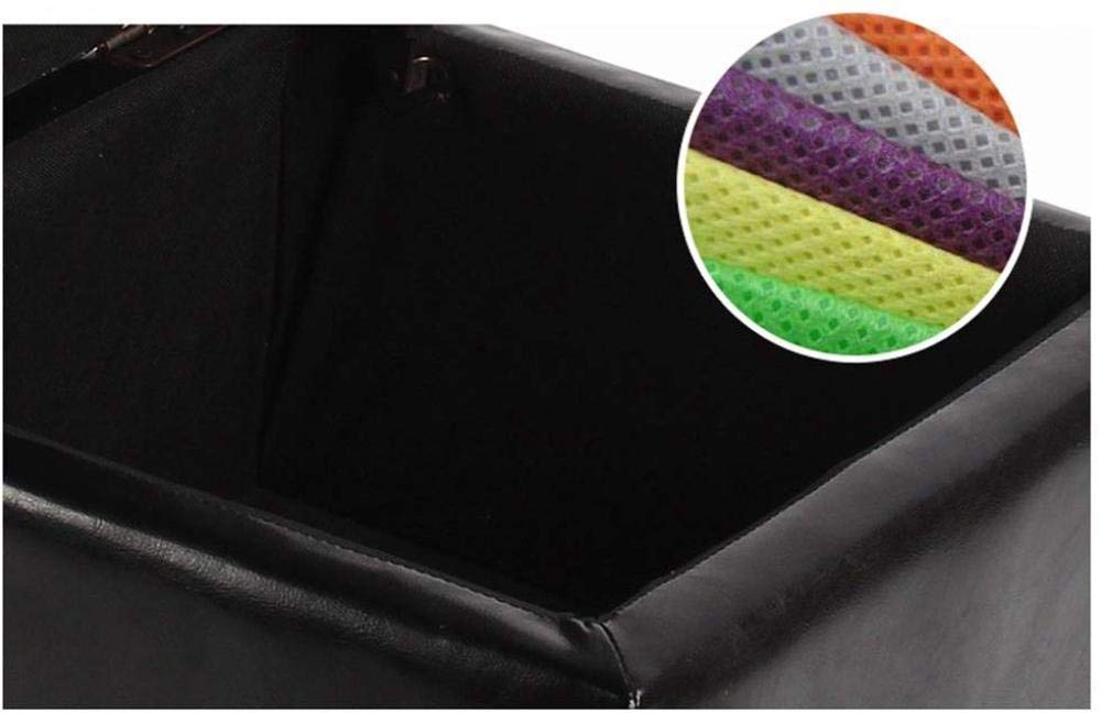 Pouf quadrato in pelle bordeaux con gambe in legno, piccolo poggiapiedi con contenitore e poggiapiedi, per camera da letto e soggiorno