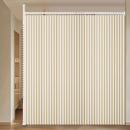 部屋の間仕切り つっぱり式 間仕切り 部屋仕切りカーテン 自立式 節可能 ドリル不要 工具不要 免打孔 3 分設置 ?麻素材 折りたたみ式 隠形収納 遮光・プライバシー保護 風除け断熱 ボールベアリングリング&レザーバンド付 リビング寝室キッチン用 壁に傷