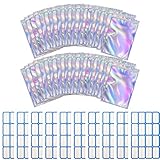 Mylar-Druckverschlussbeutel: Mit 150 Stück wiederverschließbaren Folienbeuteln in 7.5 x 12 cm, Innengröße 6.5 x 9 cm und 160 Stück Etikettenaufklebern, geeigneter Größe und ausreichender Menge, die Sie verwenden und ersetzen können.