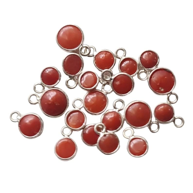 Conectores de dijes redondos de coral italiano con bisel de plata 925 de 13 a 14 mm