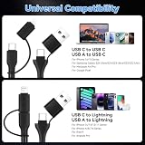 aceyoon 4 w 1 wielofunkcyjny kabel ładujący USB-C w spiralnym wykonaniu, [0,3 m–0,8 m] kabel do szybkiego ładowania USB-C z obsługą QC 3.0, złącza typu C/USB-A do Lightning, typu C/USB-A do USB-C