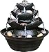 dobar® Design Tischbrunnen 96410e - Zimmerbrunnen dreistufig in Steinoptik - Kleiner Springbrunnen - Dekoratives Wasserspiel für Wohnzimmer/Büro/Indoor - Zierbrunnen - 22,2 x 22,2 x 20,6 cm - Schwarz