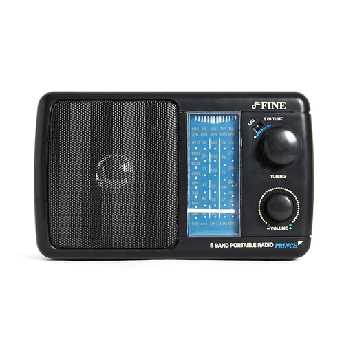 Image of FINE Portable 5 Band Radio with Telescopic Antenna, MW, SW, FM Bands, in-Built Speaker, Volume Control, and Carry Handle - Perfect for Home, and Outdoor Use