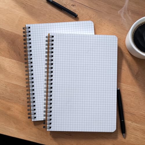 Image of INNAXA A5 Grid Notebook - (Pack of 2) Eco-Friendly Brown Kraft Cover Journals, 100 GSM Premium Thick White Paper, 50 Sheets /100 Pages Each, Square Graph Paper for Architecture, Designing & Bullet Journaling