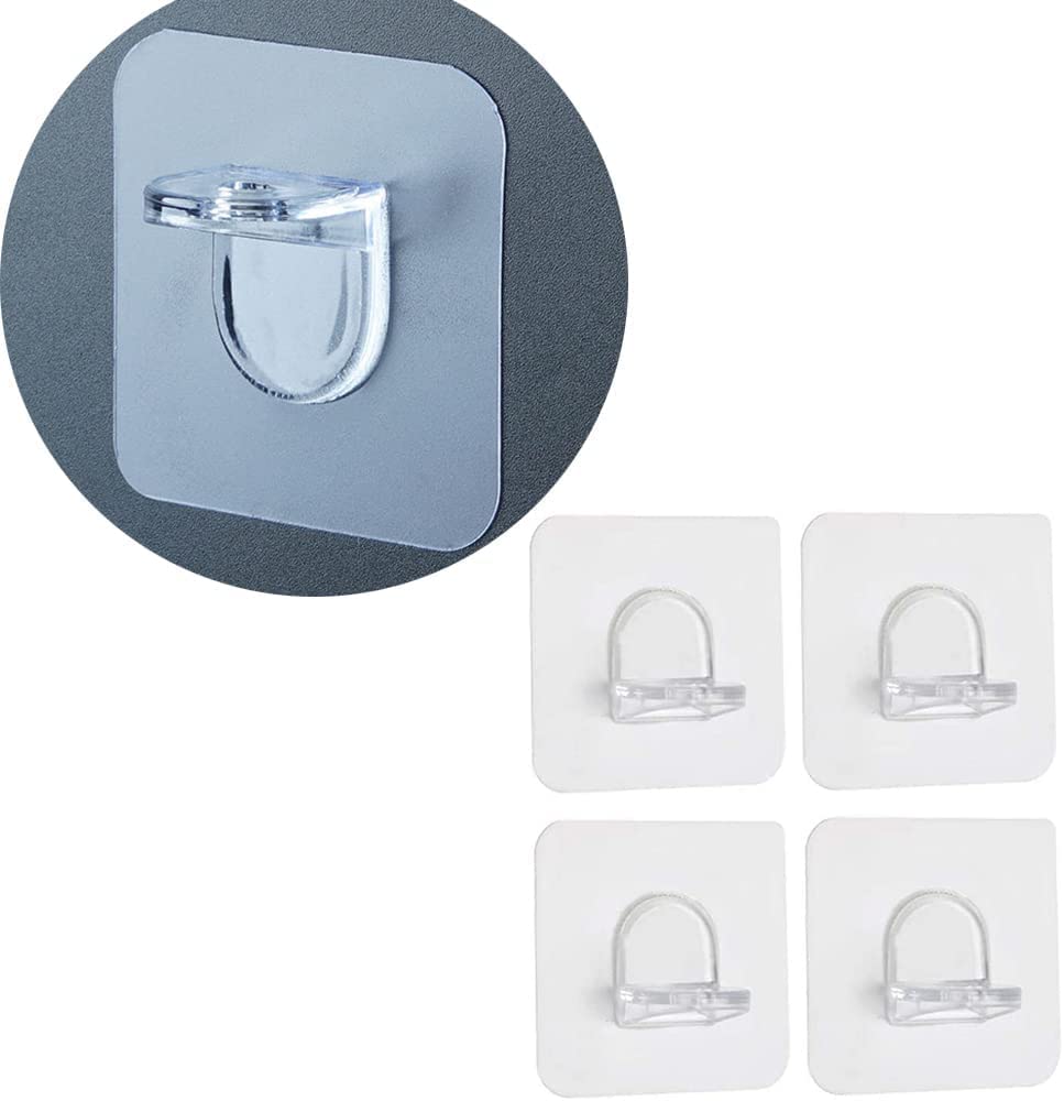 MOSHTU Drill-Free Nailing Adhesive Shelf Support Nails Instead of Brackets, L Shaped for Shelf Cupboard, Cabinet Bracket Supports Home & Kitchen Racks Sticky Hooks (Pack of 4)