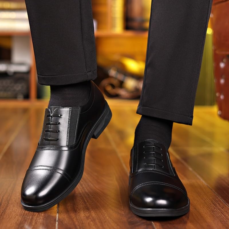 Men Business Casual Leather Shoes Non Slip Platform Oxfords Shoes Black Career Dress Shoe Male Shoe Slip On Loafers3