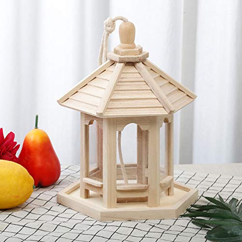 POPETPOP Gaiolas Alimentador de Pássaros Tubo de Madeira Do Alimentador de Sementes Pendurado Birdfe